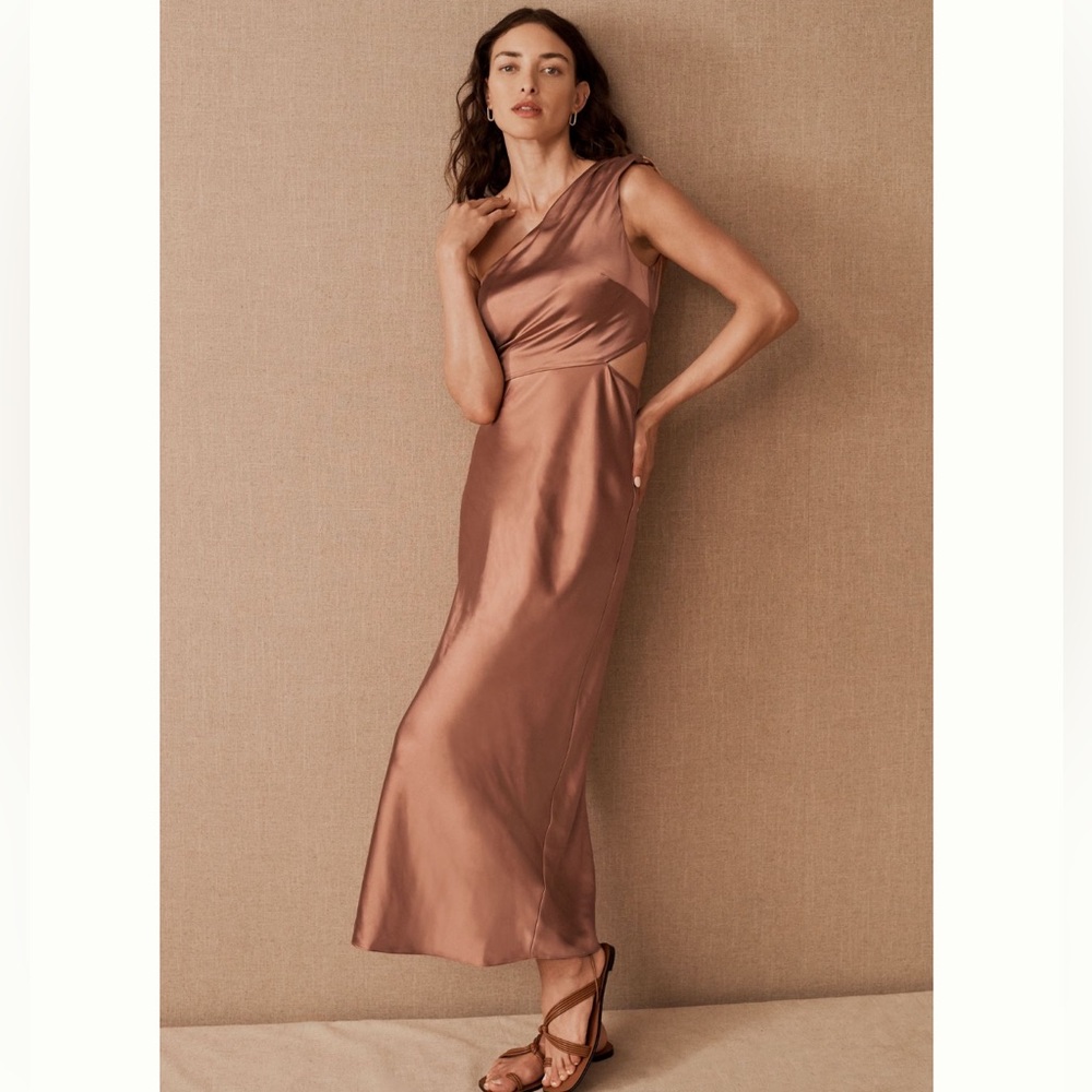Anthropologie midi dress cut out one shoulder 8